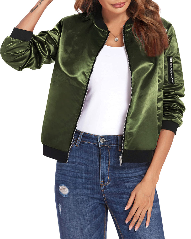 Rose | Women's Lightweight Zip-Front Bomber Jacket