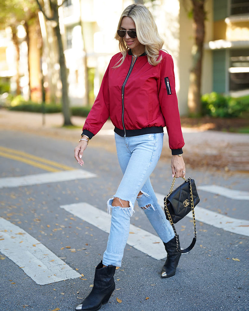 Rose | Women's Lightweight Zip-Front Bomber Jacket