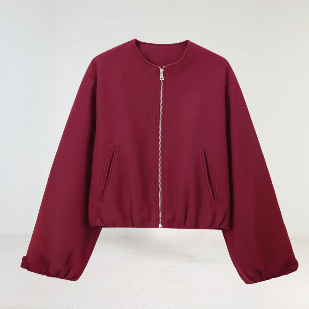 Bella | Women's Balloon Sleeve Zip-Up Bomber Jacket