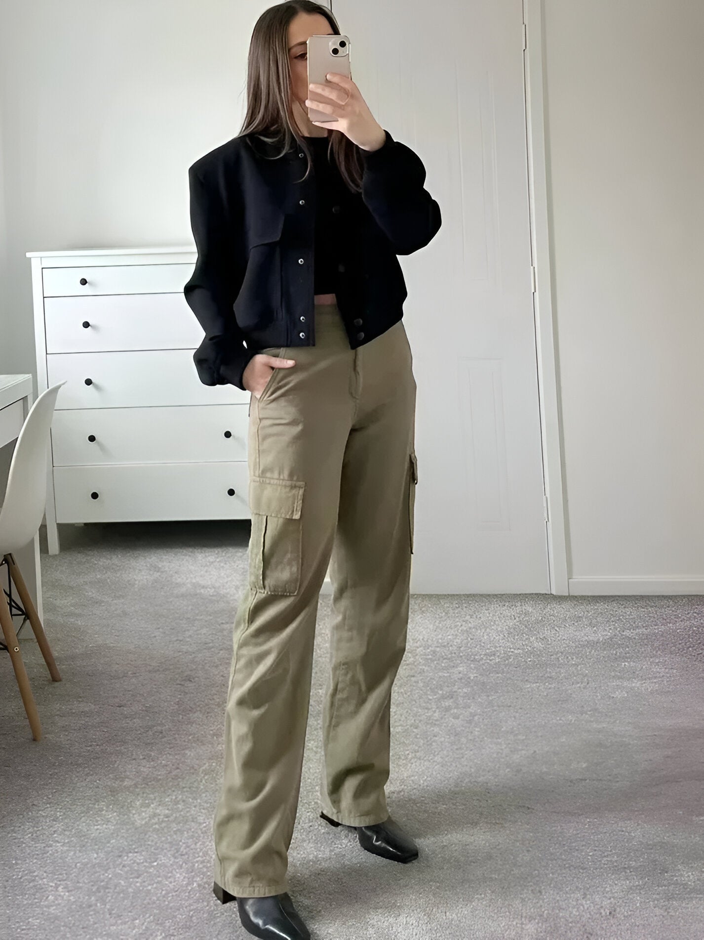 Donna | Women's Cropped Button-Down Bomber Jacket