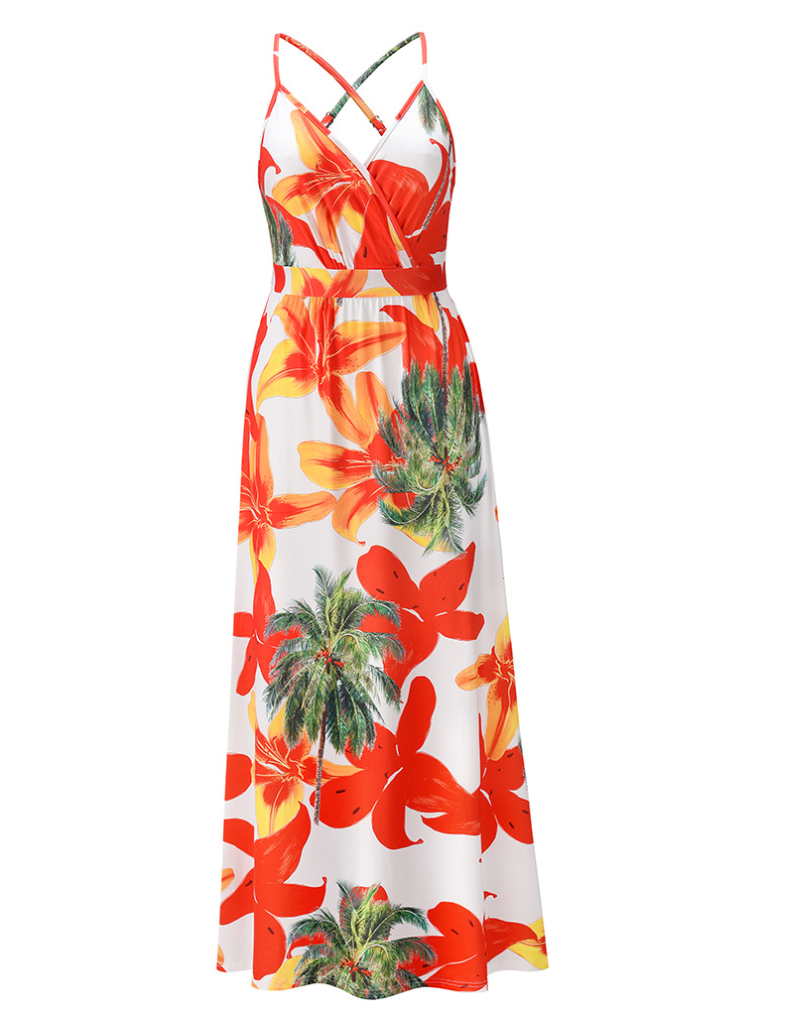 Grace | Elegant Long Summer Dress in Vibrant Orange