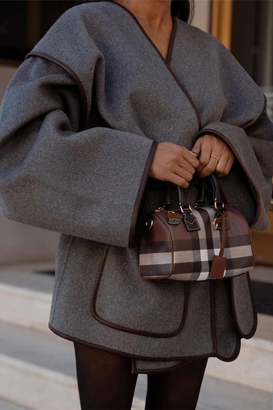 Birgit® | Gray blanket coat with pocket belt
