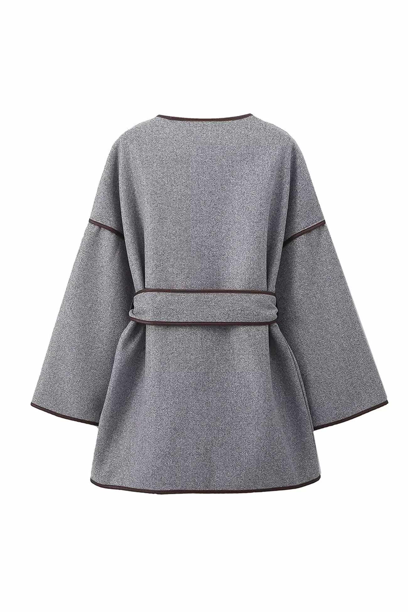 Birgit® | Gray blanket coat with pocket belt