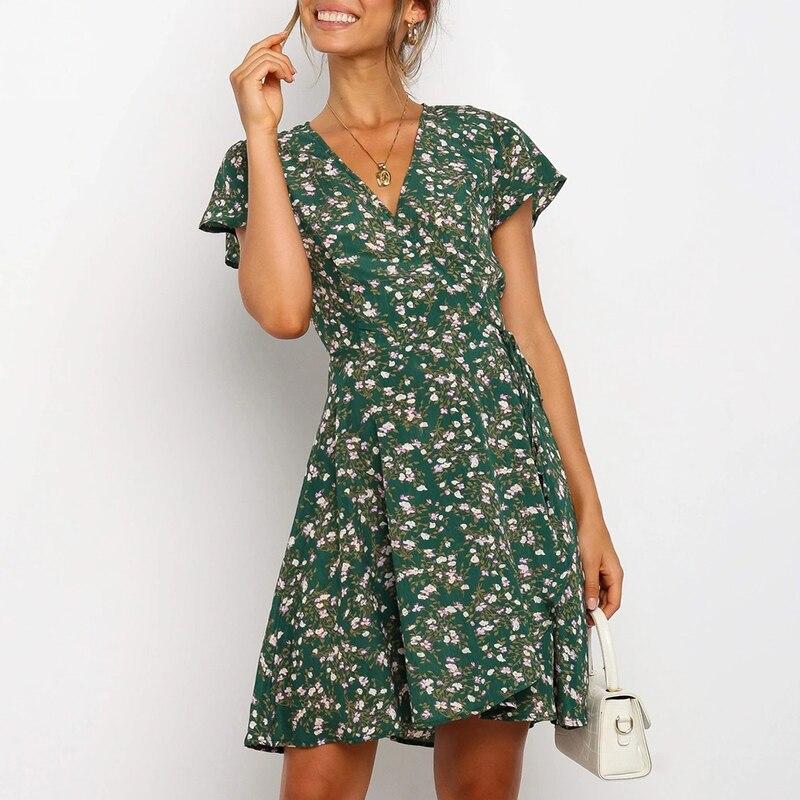 Ava® | Bohemian floral V-neck dress for women