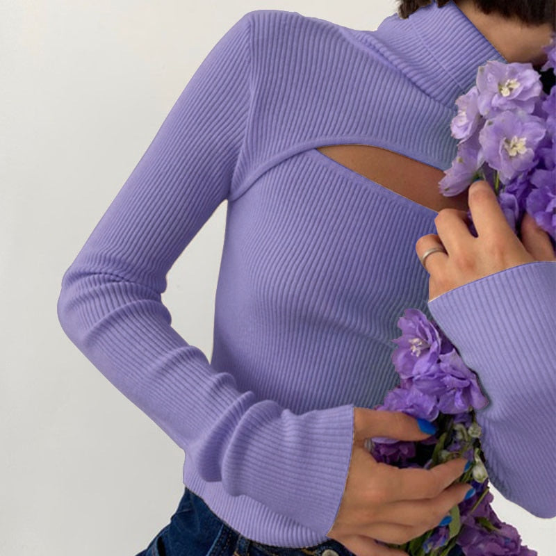 Diana® | Trendy turtleneck sweater with cut-outs