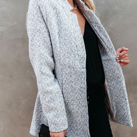 Dana® | Elegant gray mid-length blazer for women