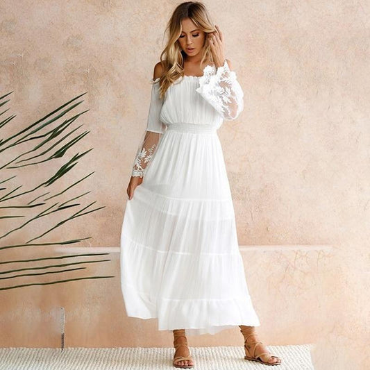 Aurora® | Long dress with bardot neckline