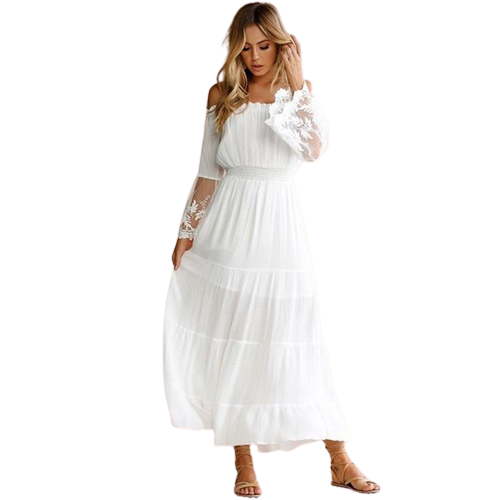 Aurora® | Long dress with bardot neckline