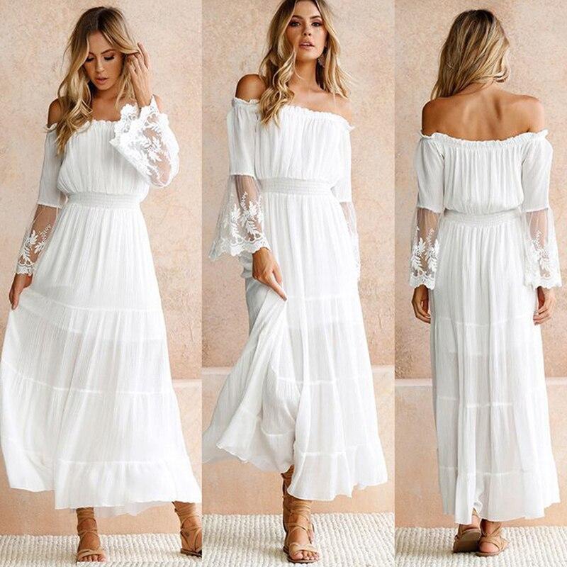 Aurora® | Long dress with bardot neckline