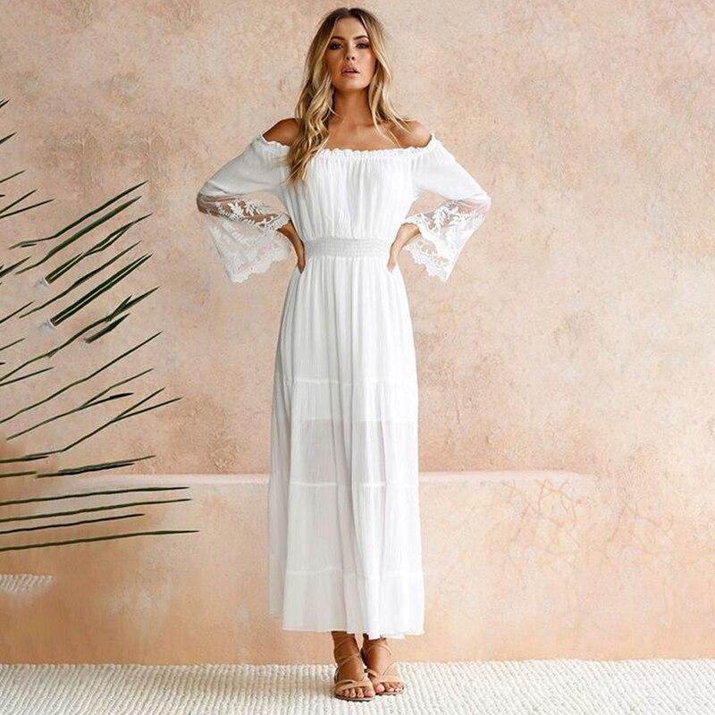 Aurora® | Long dress with bardot neckline