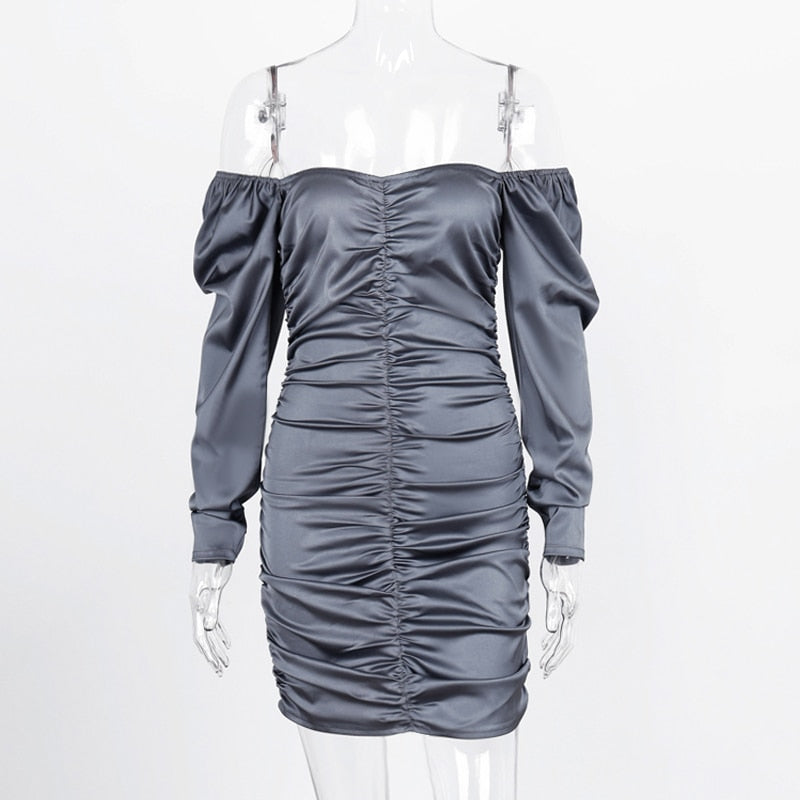 Dominique® | Pleated satin evening dress
