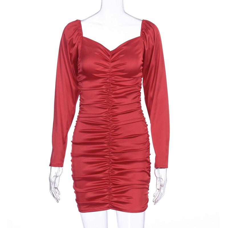 Dominique® | Pleated satin evening dress