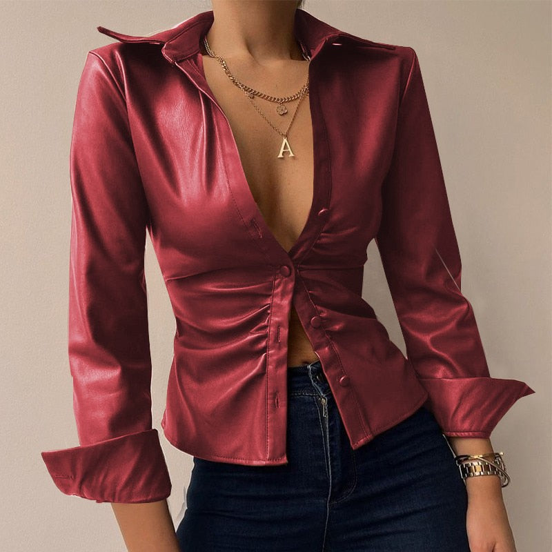 Brunhilda® | Figure-Hugging Shirt With Button Placket