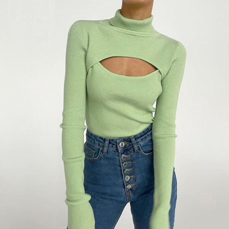 Diana® | Trendy turtleneck sweater with cut-outs
