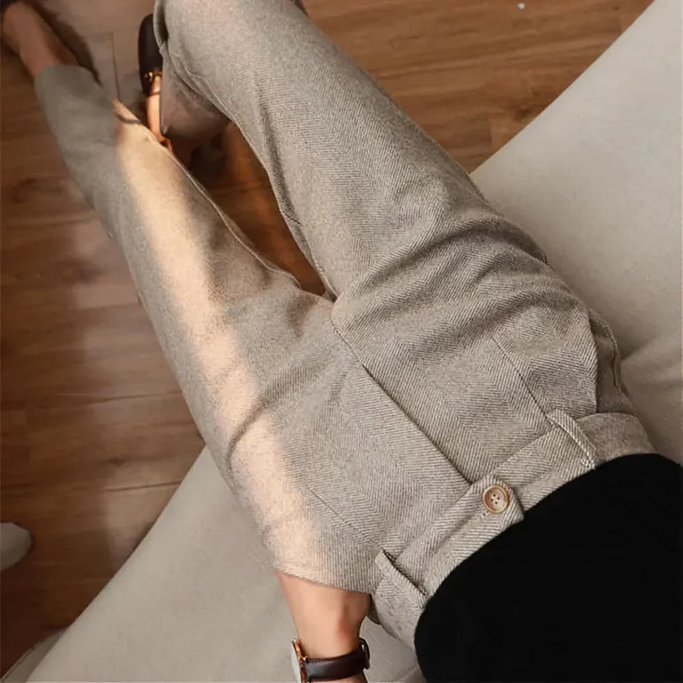 Denna | Men's Herringbone Pleated Pants