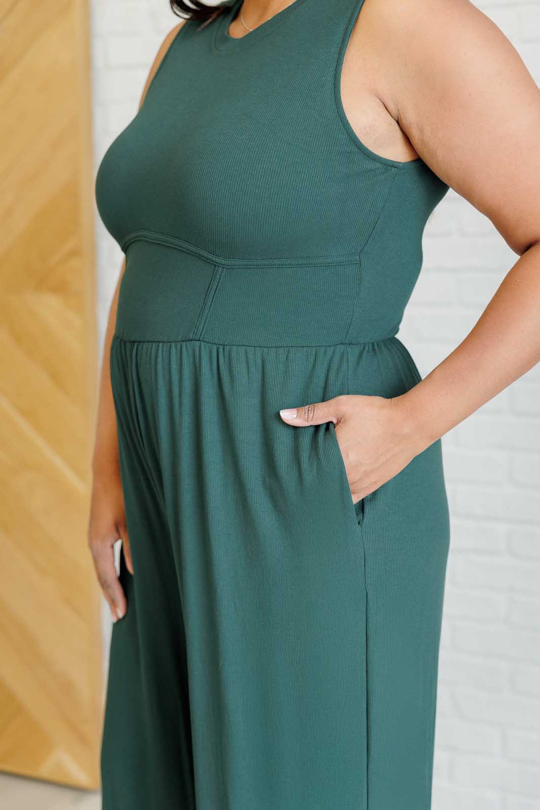 Angelica® | Wide leg jumpsuit in green