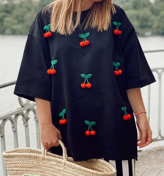 Ariana® | Black shirt with cherries