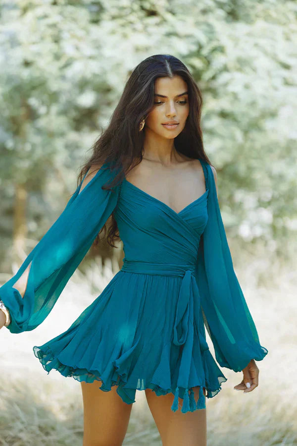 Claudia® | Valeria dress with flowing sleeves and V-neck