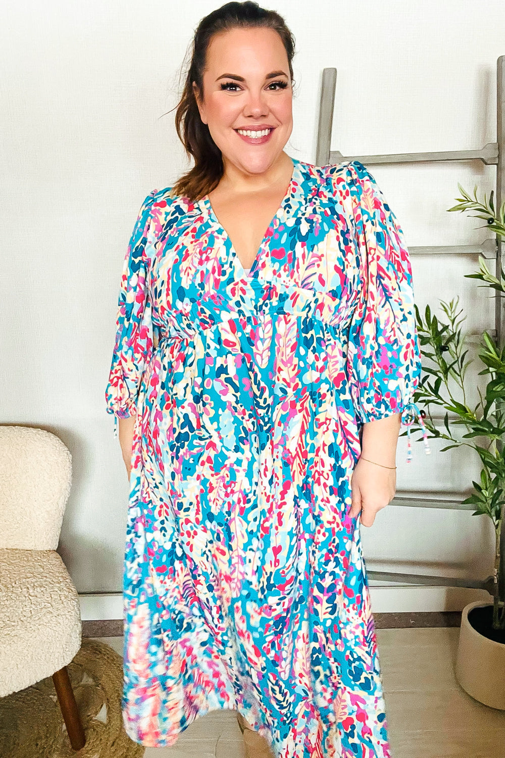 Daisy® | Star Struck Vintage Floral Midi Dress with Side Pockets