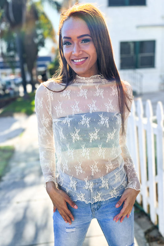 Alice® | Nude sheer floral layering top from Feeling Femme