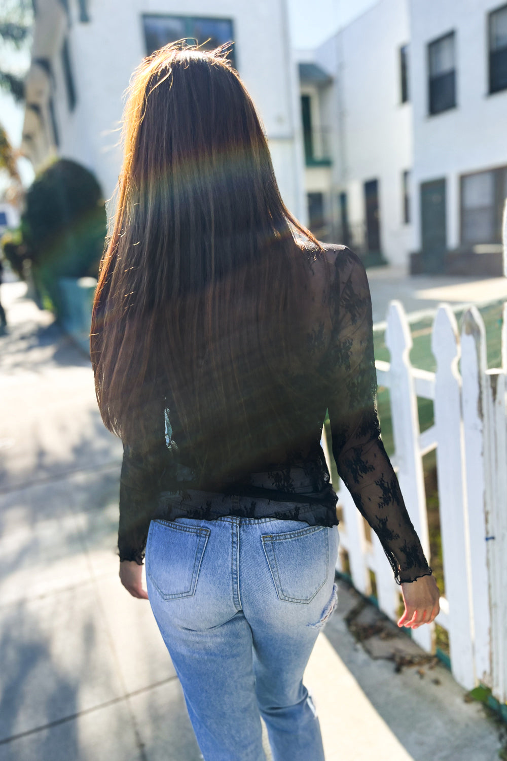 Aria® | Sheer floral layering top from Feeling Femme in black
