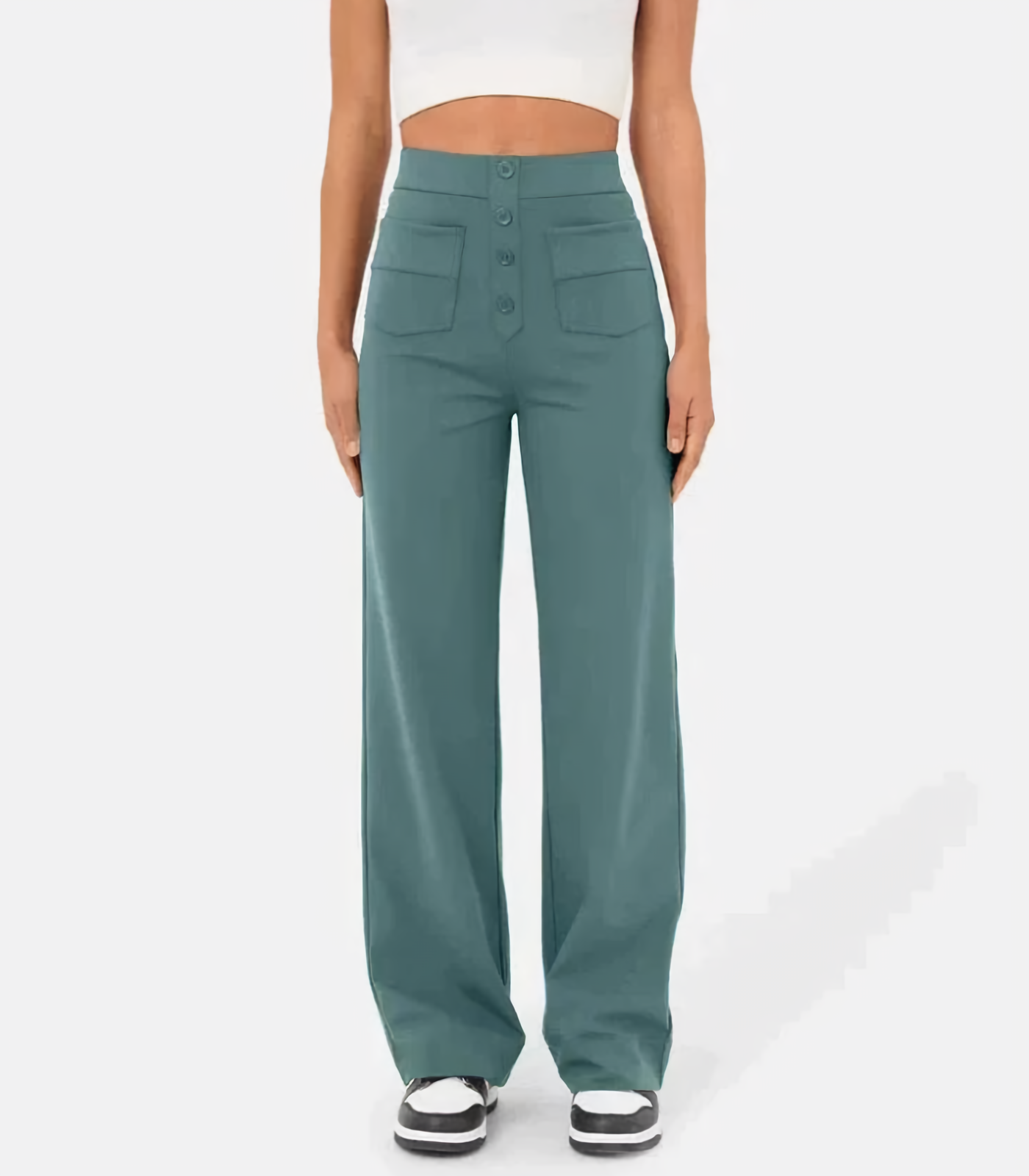 Elena® | Elasticated High Waist Trousers With Buttons