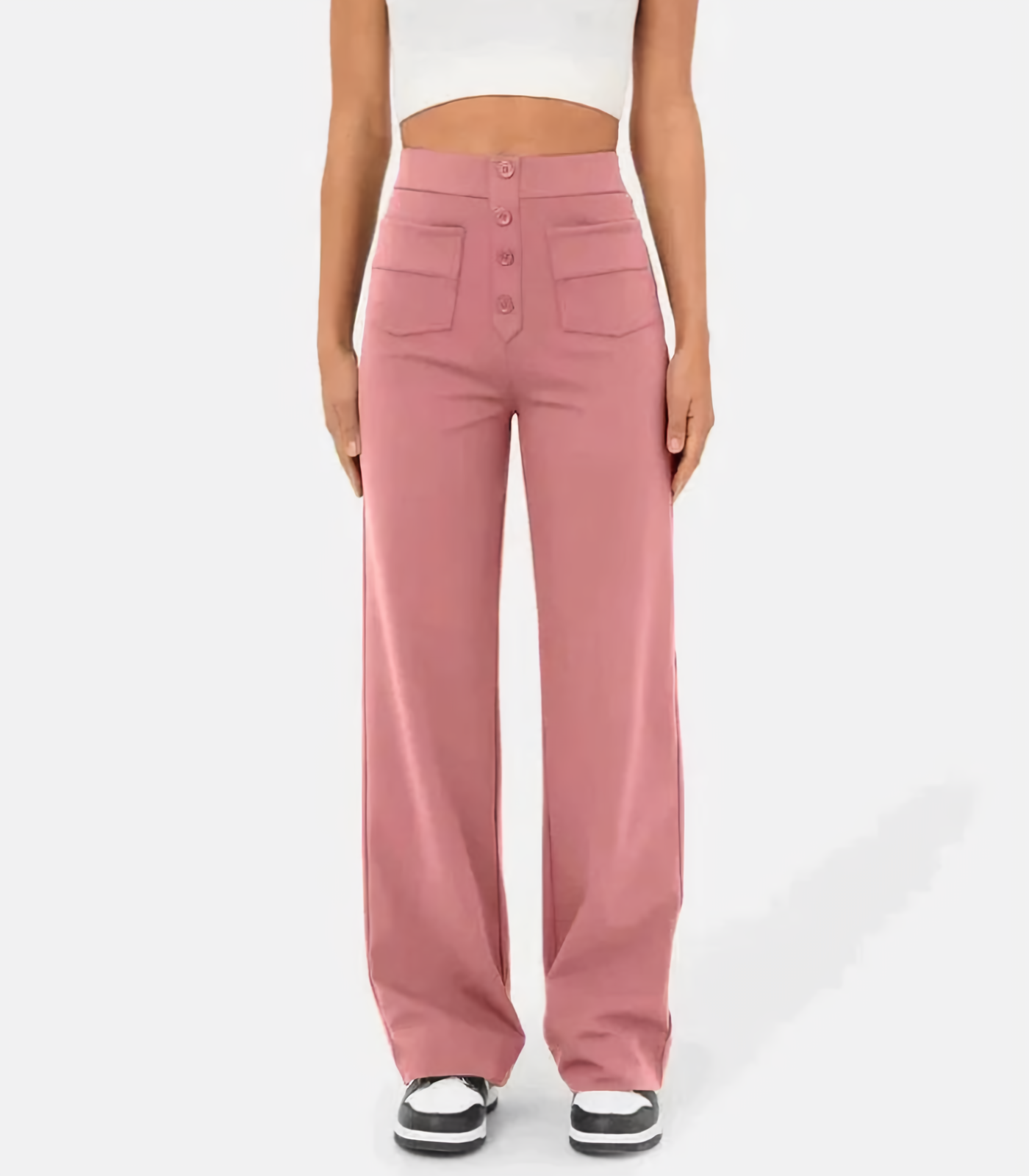 Elena® | Elasticated High Waist Trousers With Buttons