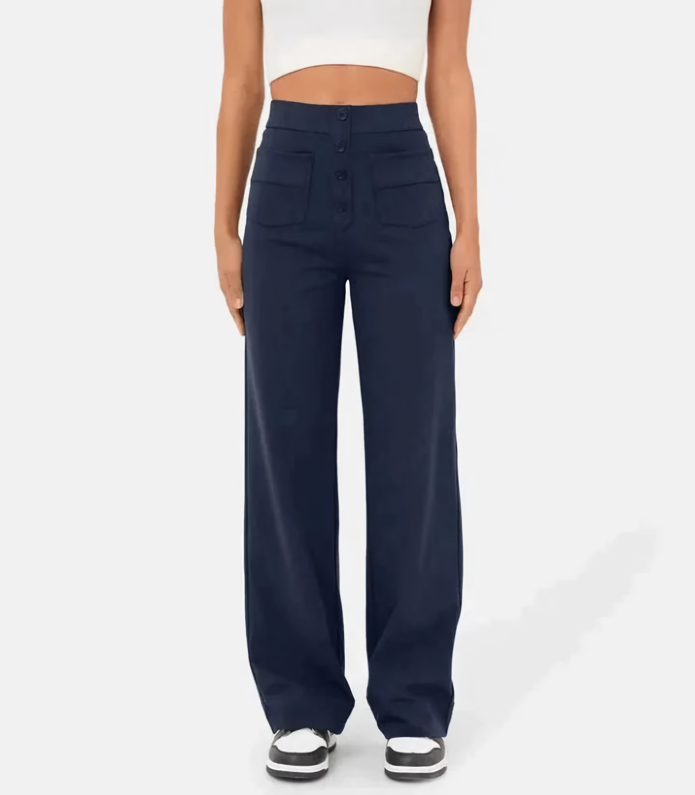 Elena® | Elasticated High Waist Trousers With Buttons