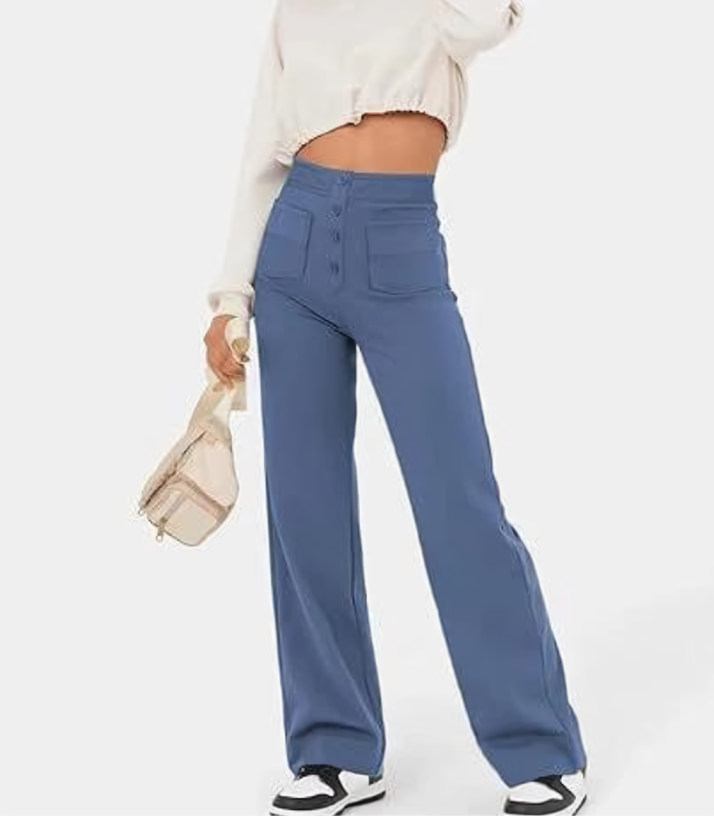 Elena® | Elasticated High Waist Trousers With Buttons