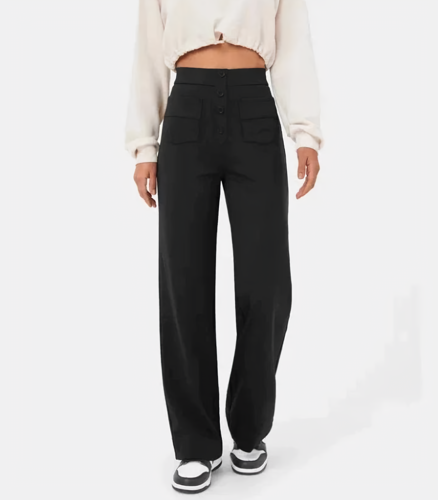 Elena® | Elasticated High Waist Trousers With Buttons