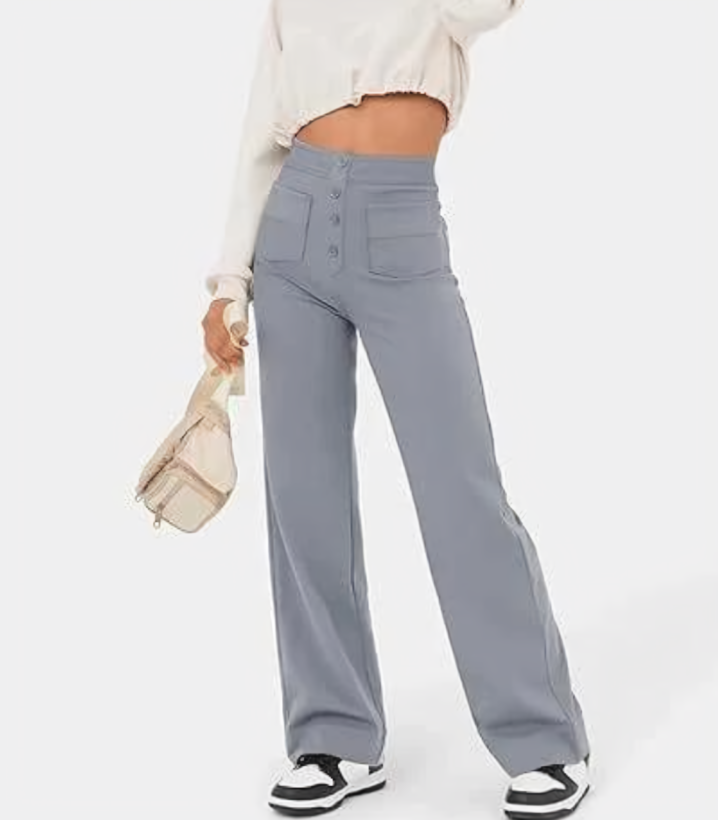 Elena® | Elasticated High Waist Trousers With Buttons