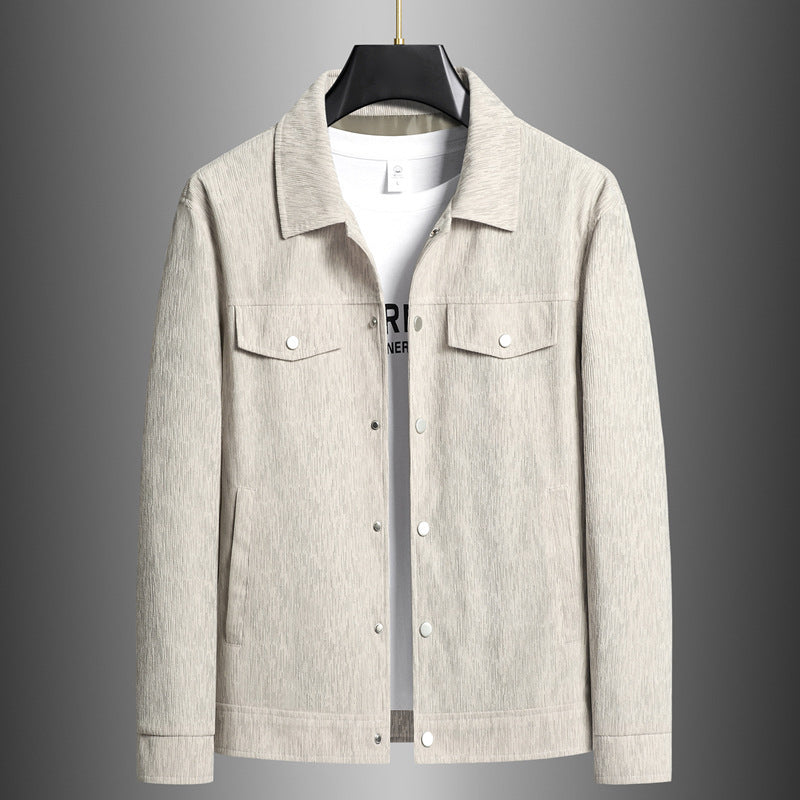 Men’s Jacket – Structured Fit – Woven Cotton – Button Front – Chest Pockets – Casual Style