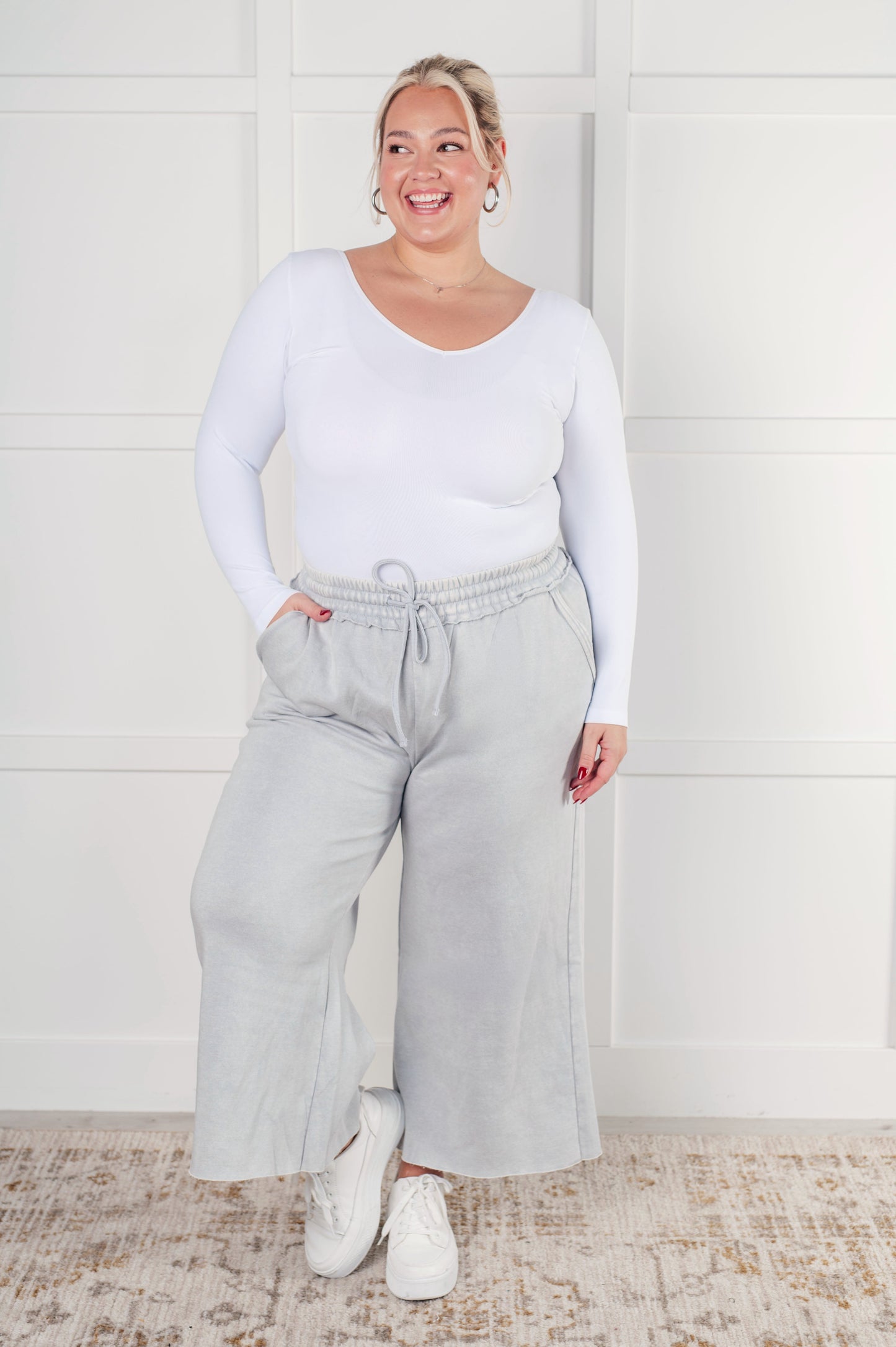 Elizabeth® | In or out trousers with wide legs in light grey