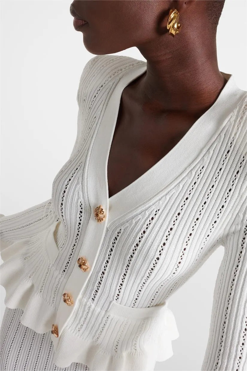 Concepcion® | Set of Elegant Button Front Knit Top & Skirt