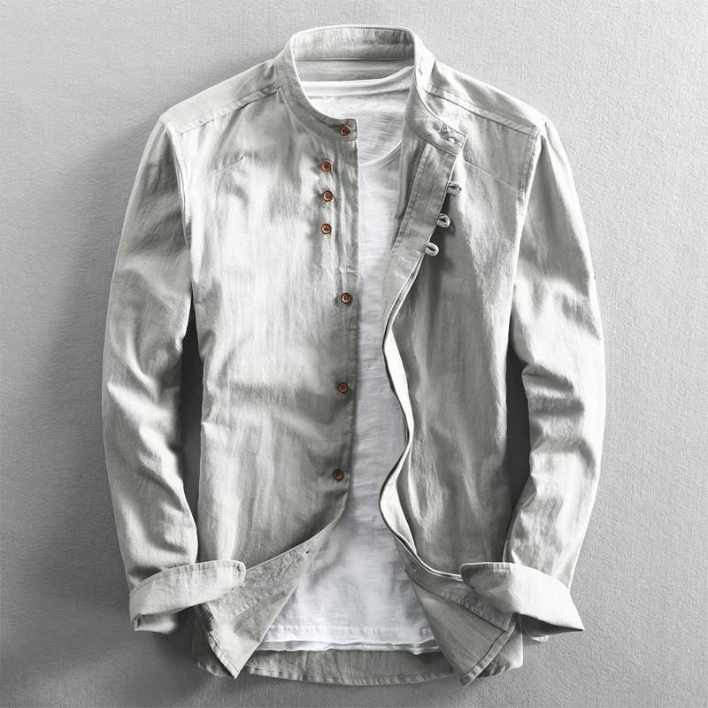 Maxwell | Men's Band Collar Button-Down Shirt
