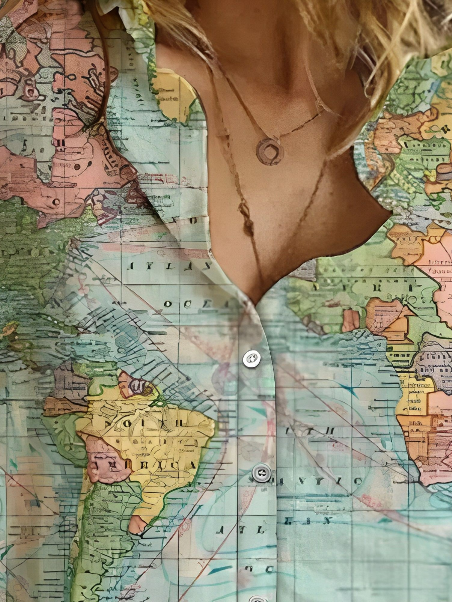 Antonella® | Shirt With A Printed World Map