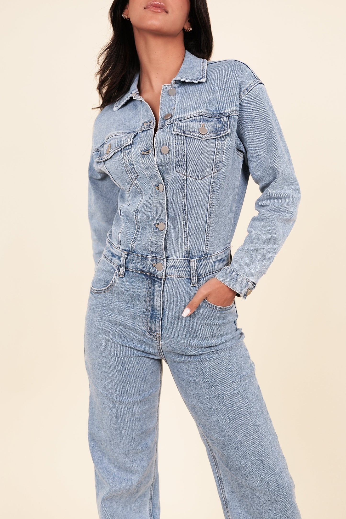 Carina® | Denim Jumpsuit With Straight Leg Blue