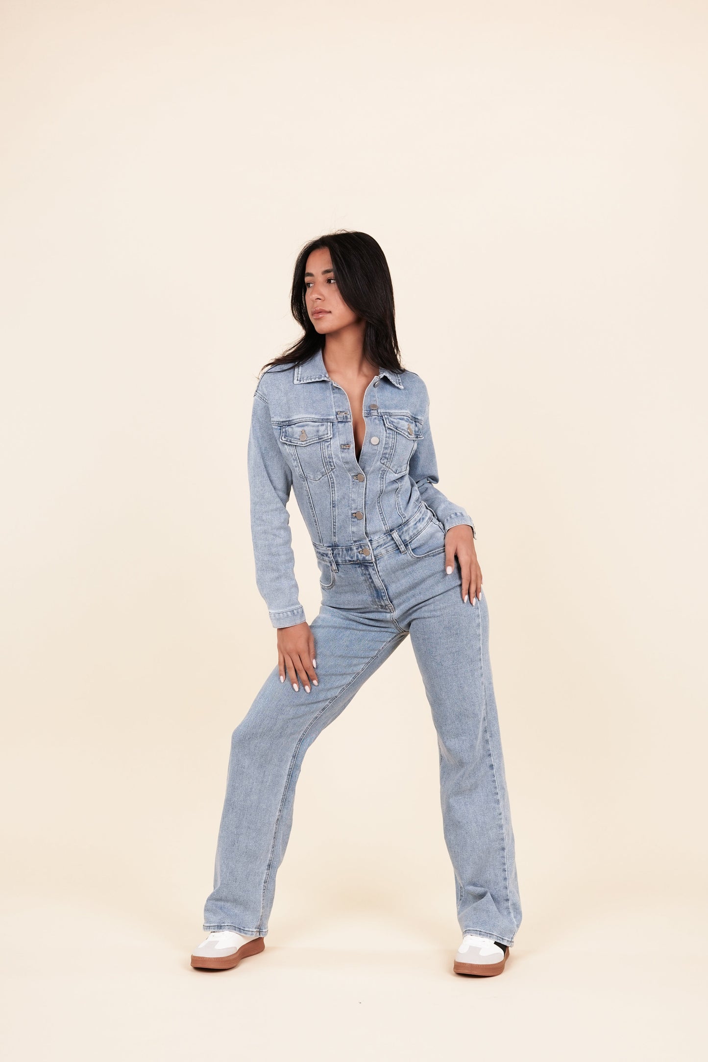 Carina® | Denim Jumpsuit With Straight Leg Blue