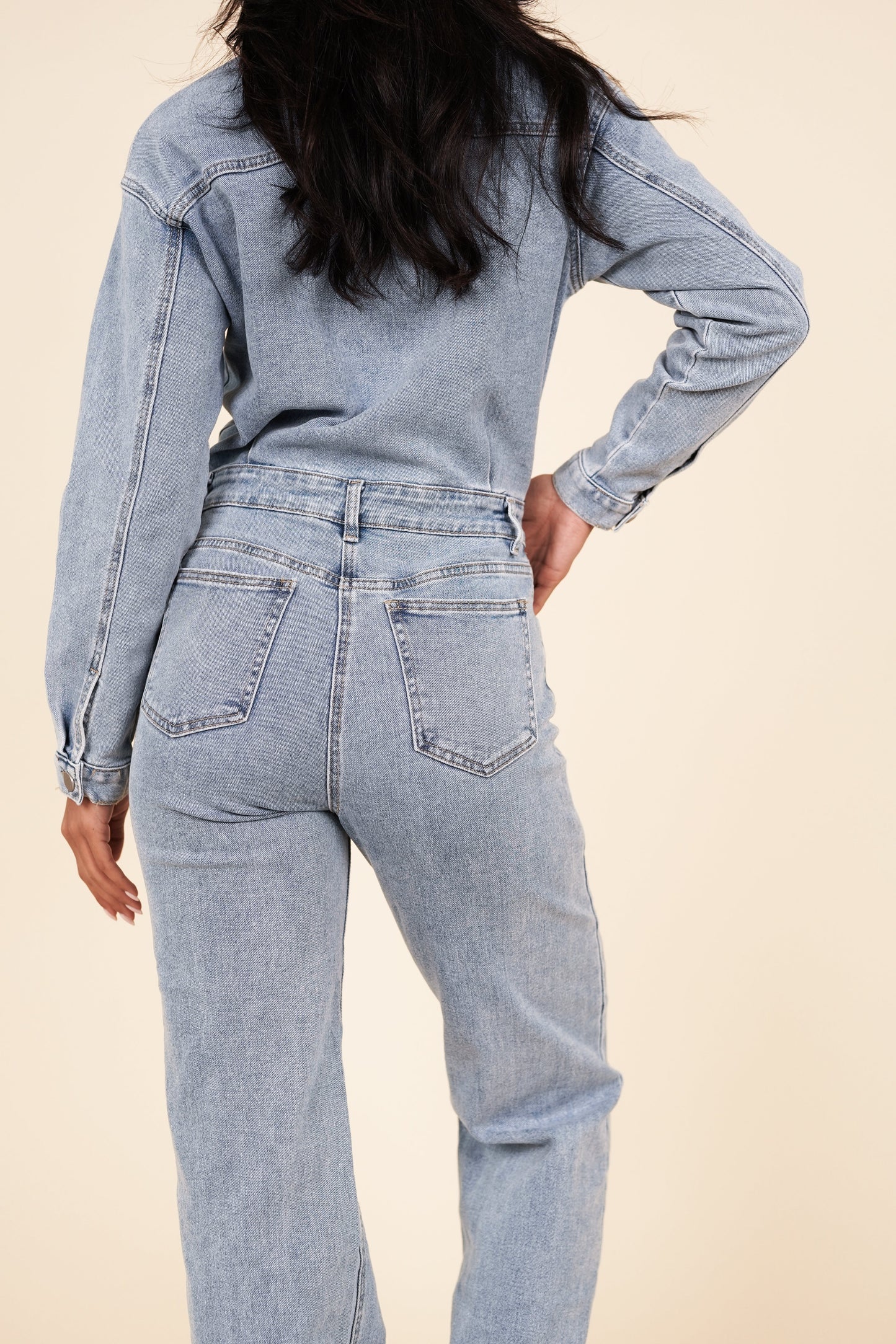 Carina® | Denim Jumpsuit With Straight Leg Blue