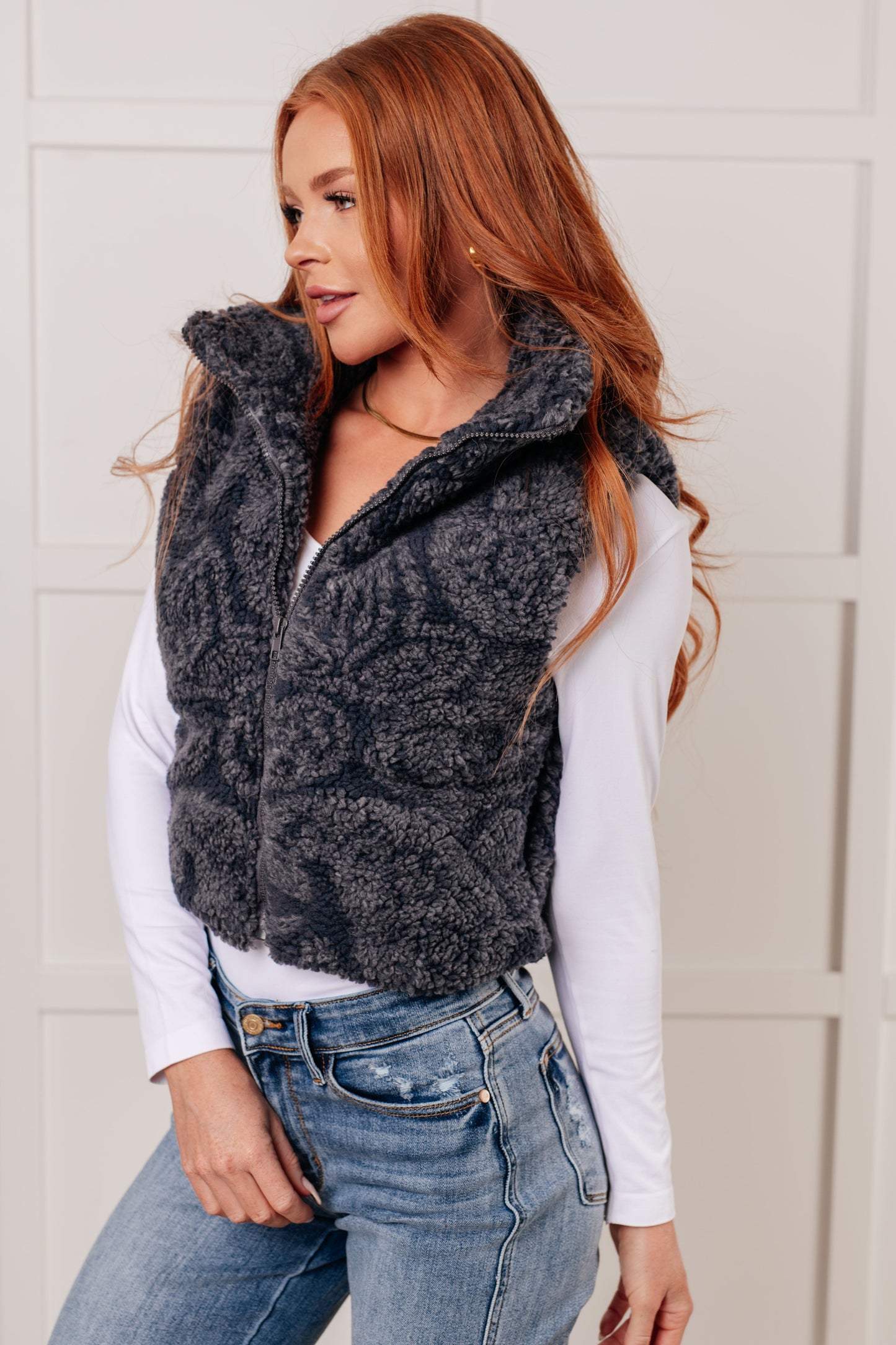 Adoncia | Just another layer of paisley sherpa print vest