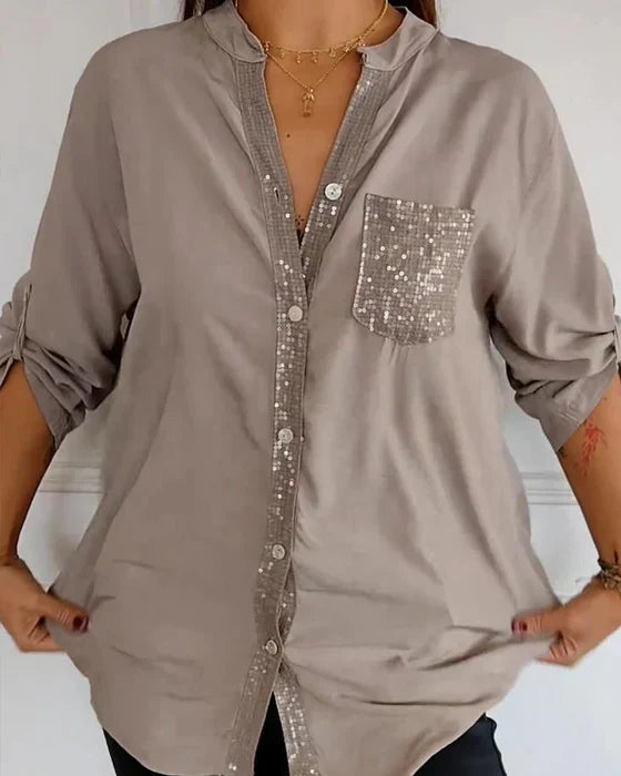Britni® | Fashionable Women'S Blouse With Sequin Pocket