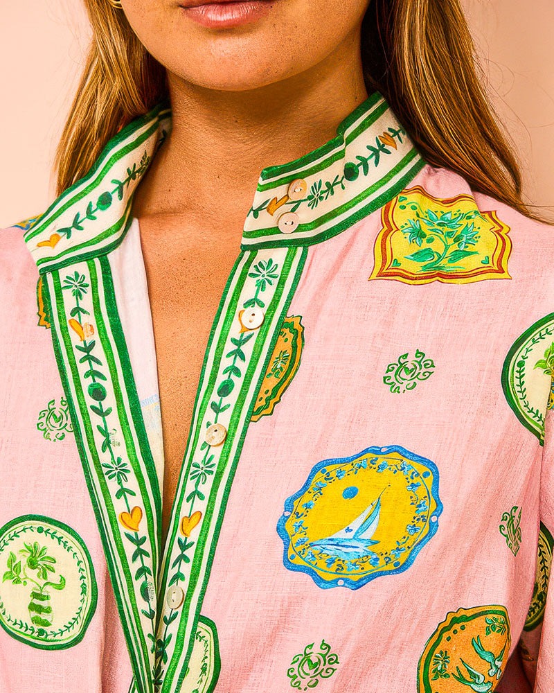 Greta | Vibrant Tropical Balloon Sleeves Maxi Dress