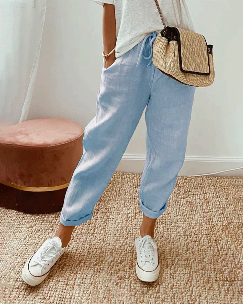 Danna® | Plain Cotton And Linen Trousers