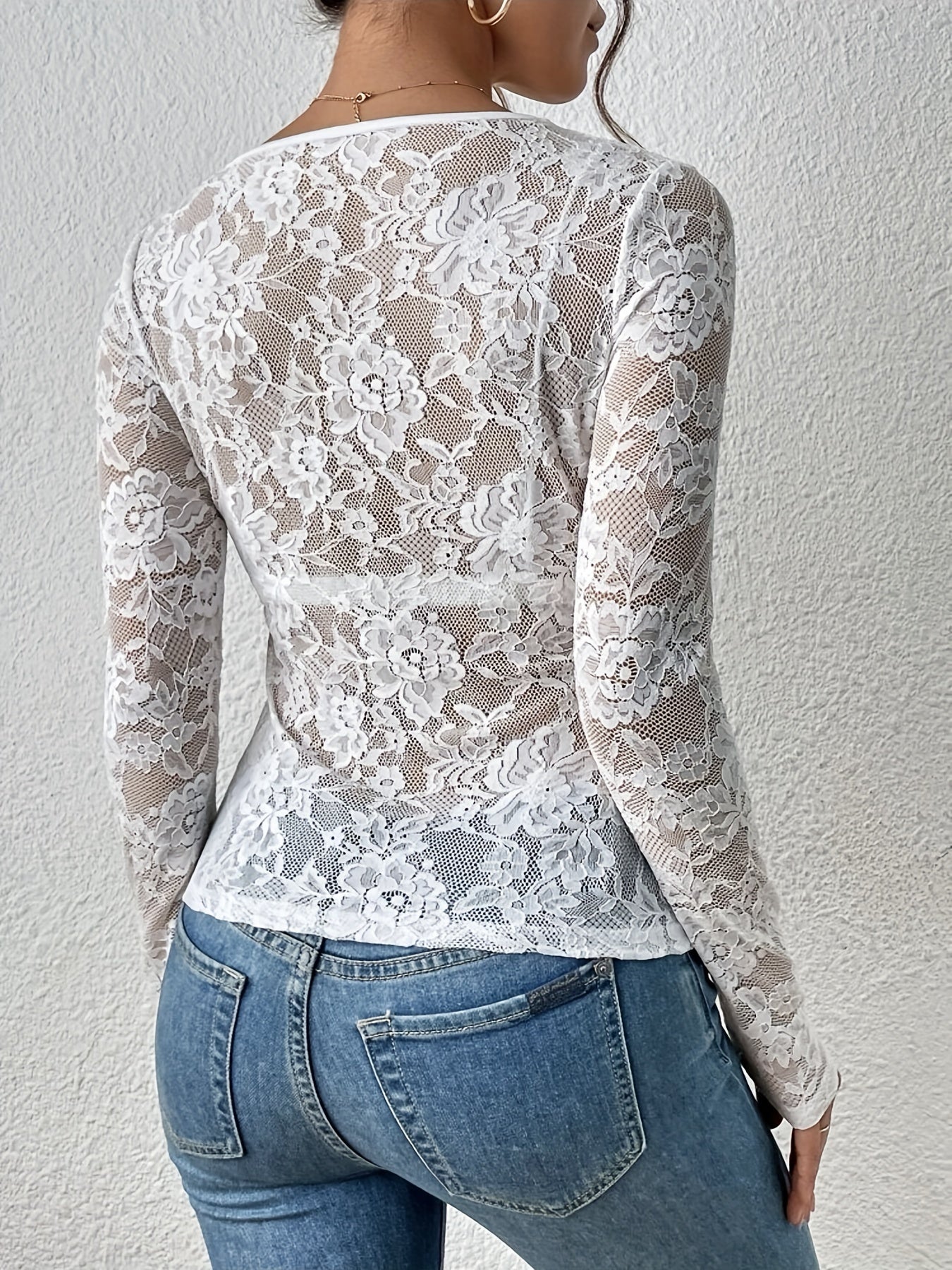 Sylvia | Elegant See-Through Lace Top for Women