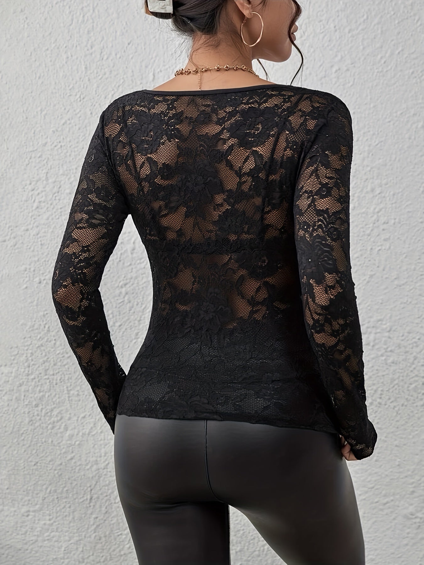 Sylvia | Elegant See-Through Lace Top for Women