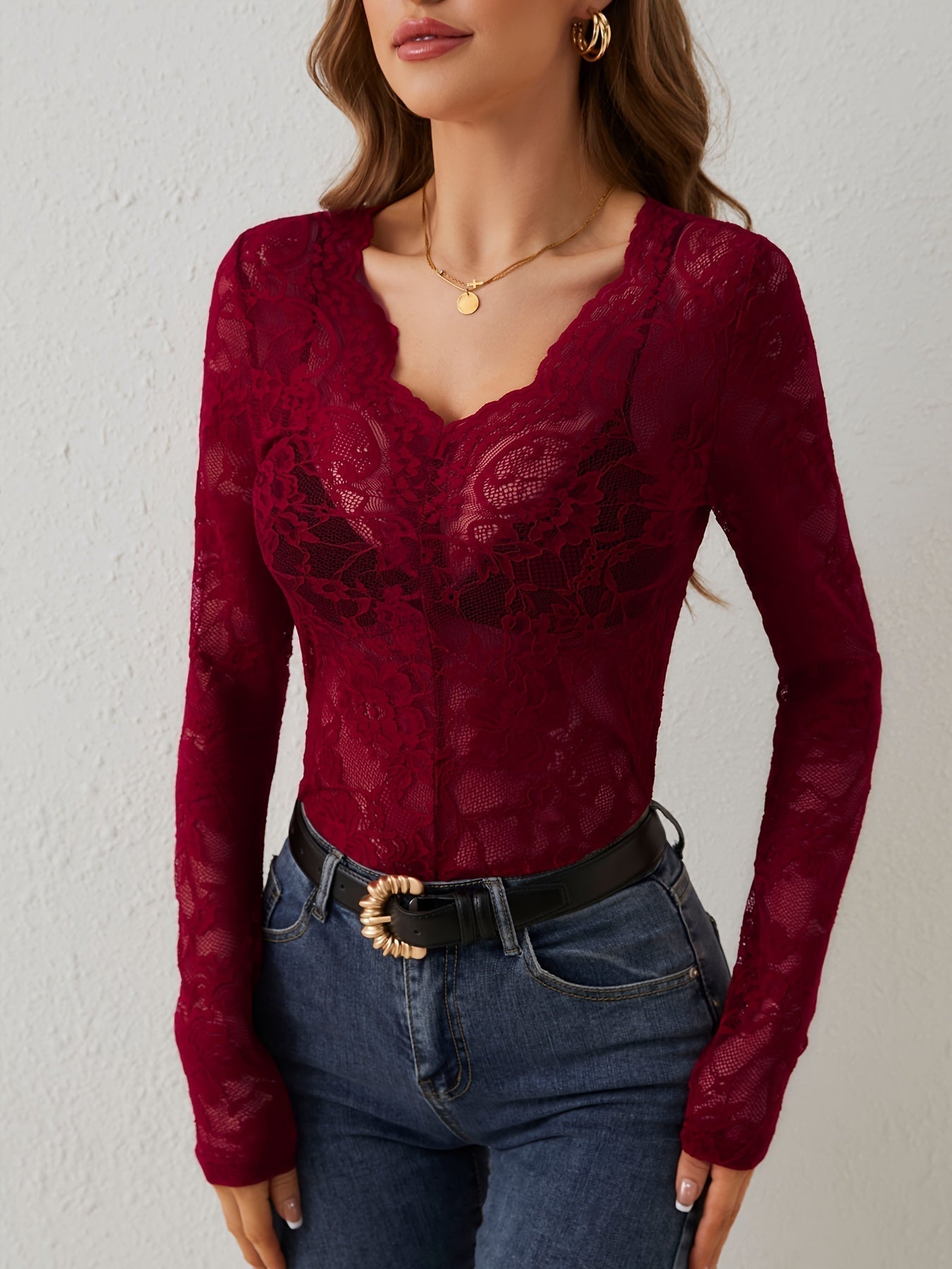 Sylvia | Elegant See-Through Lace Top for Women