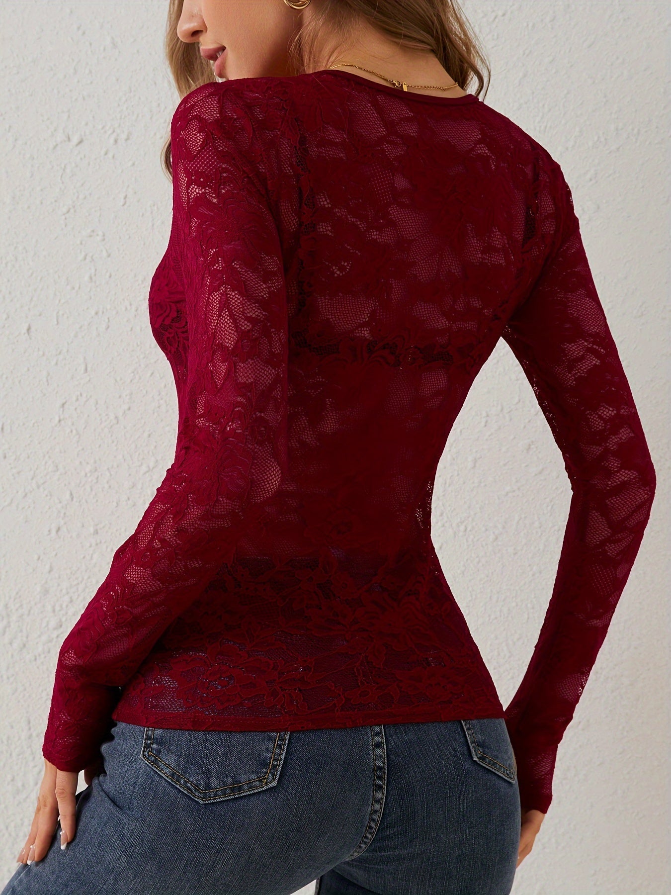 Sylvia | Elegant See-Through Lace Top for Women