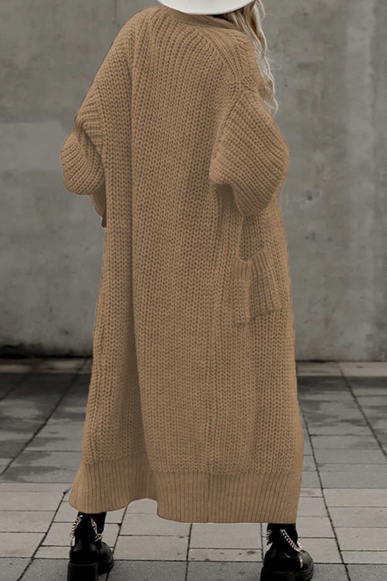 Claudia® | Lantern Sleeve Front With Pockets Long Cardigan