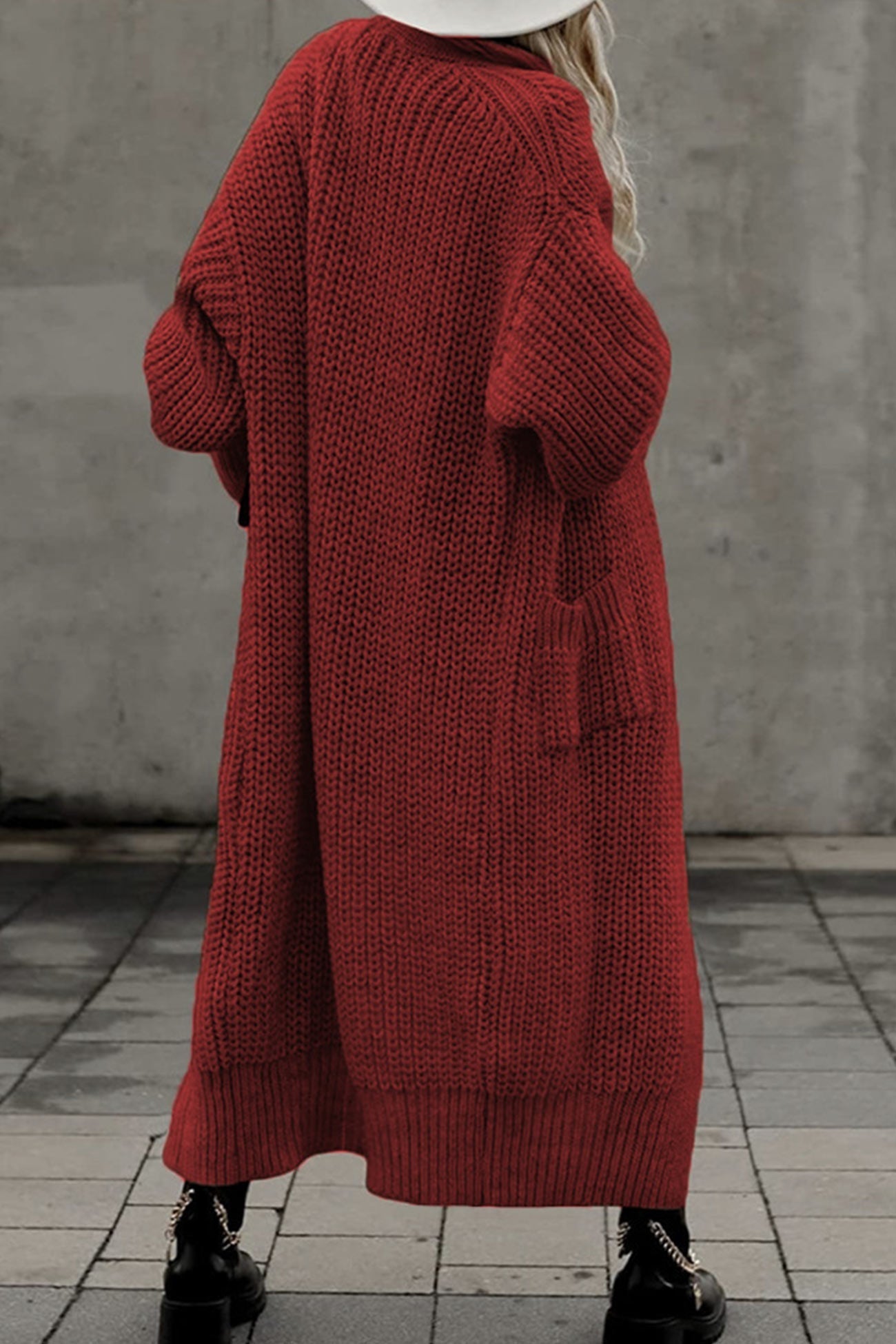 Claudia® | Lantern Sleeve Front With Pockets Long Cardigan