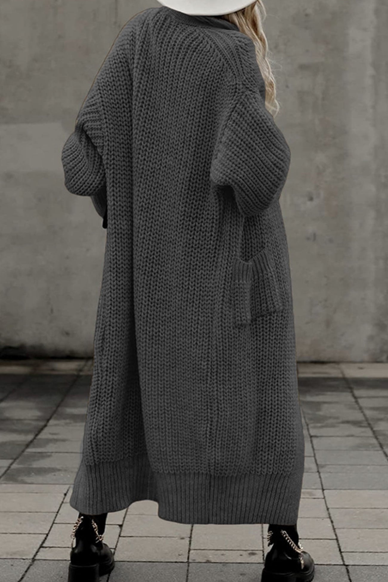 Claudia® | Lantern Sleeve Front With Pockets Long Cardigan